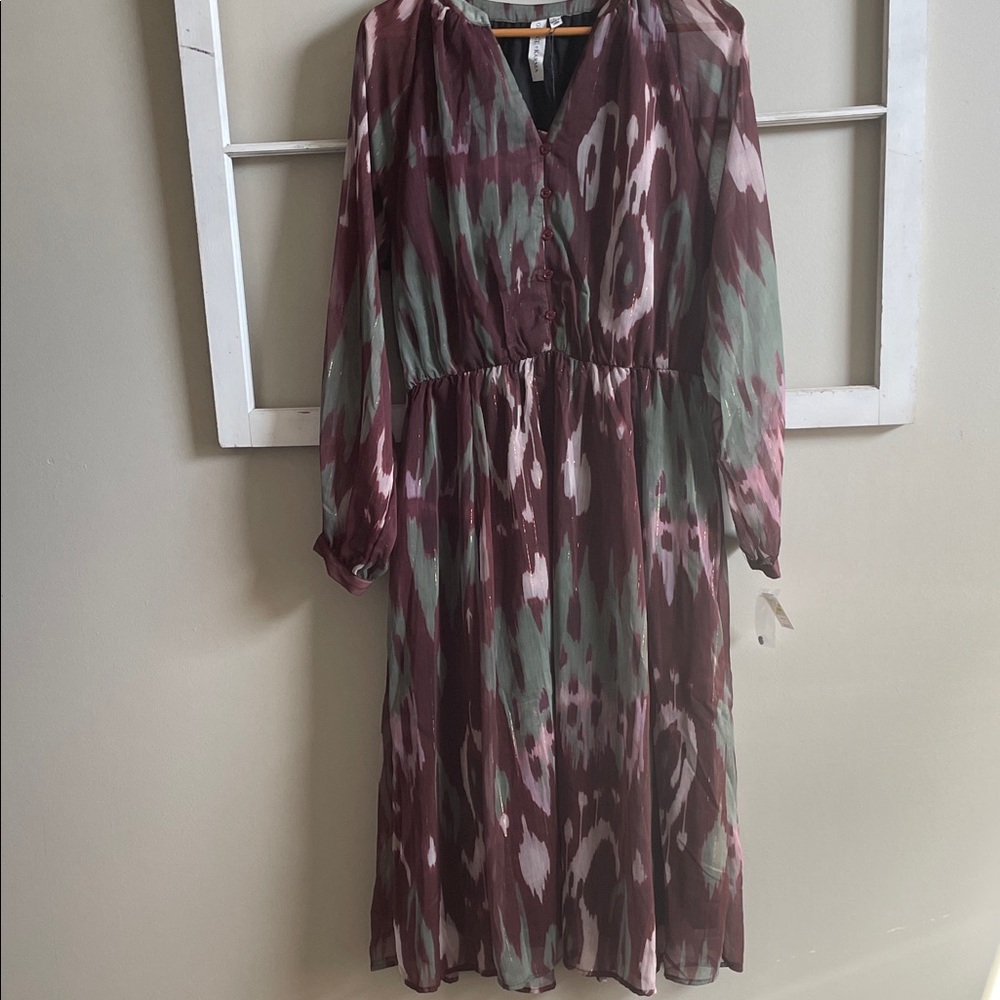 Elegant Long Sleeve Patterned Dress